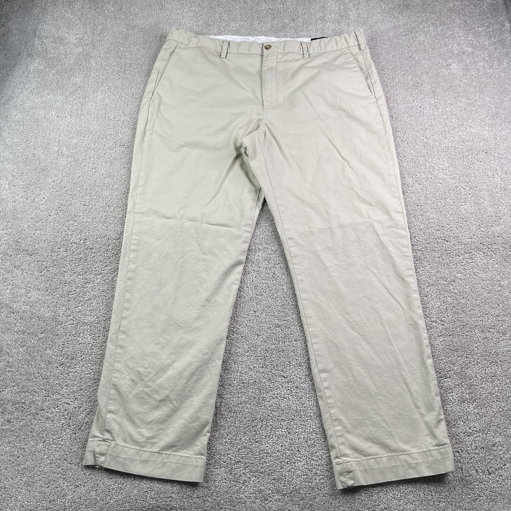 Polo Ralph Lauren Pants Mens 38x30 Tan Khakis Stretch Straight Fit Chino Slacks